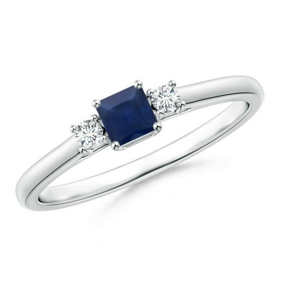Square Shape Blue Sapphire CZ Diamond Band Ring Women 925 Sterling Silver September Birthstone Engagement Anniversary Gift Gemstone Jewelry