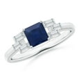 thumbnail image 1 of Square Shape Blue Sapphire CZ Diamond Cocktail Band Ring Women 925 Sterling Silver September Birthstone Wedding Valentines Day Gift Gemstone Jewelry, 1 of 5
