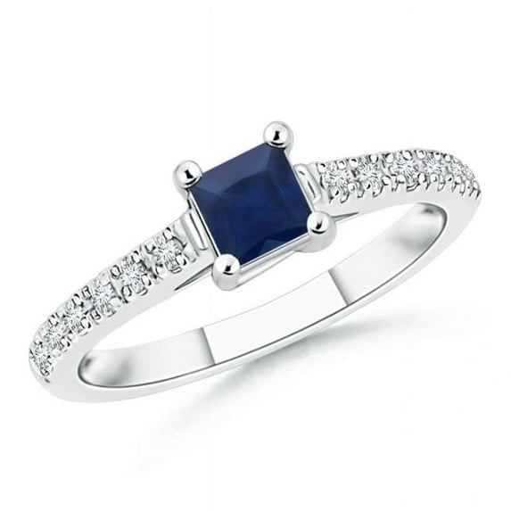 Square Shape Blue Sapphire CZ Diamond Eternity Band Ring 925 Sterling Silver September Birthstone Wedding Anniversary Gift Gemstone Jewelry