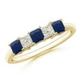 thumbnail image 1 of Square Shape Blue Sapphire CZ Diamond Eternity Band Ring Women 925 Sterling Silver Yellow Gold Plated September Birthstone Engagement Anniversary Gift Gemstone Jewelry, 1 of 5