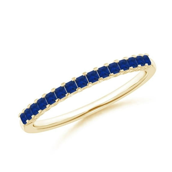Square Shape Blue Sapphire Eternity Band Ring 925 Sterling Silver Yellow Gold Plated September Birthstone Christmas New Year Gift Gemstone Jewelry