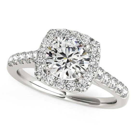 Square Shape Diamond Engmt Ring in 14k White Gold 1 1/2 cttw SZ 5.5