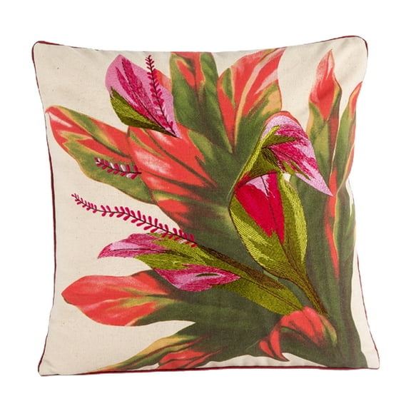 Square Shape Flower Embroidered Cushion Pillow Handmade Throw