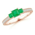 thumbnail image 1 of Square Shape Green Emerald CZ Diamond Band Ring Women 925 Sterling Silver Rose Gold Plated May Birthstone Wedding Anniversary Gift Gemstone Jewelry, 1 of 5