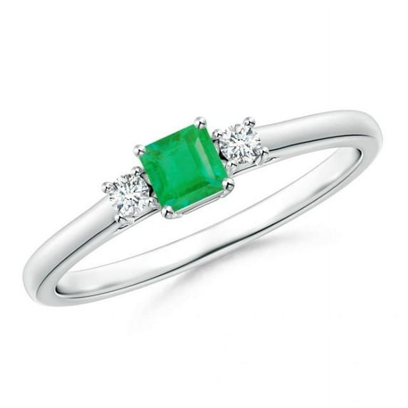 Square Shape Green Emerald CZ Diamond Cocktail Band Ring Women 925 Sterling Silver May Birthstone Christmas New Year Gift Gemstone Jewelry