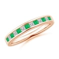 thumbnail image 1 of Square Shape Green Emerald CZ Diamond Eternity Band Ring 925 Sterling Silver Rose Gold Plated May Birthstone Christmas New Year Gift Gemstone Jewelry, 1 of 5
