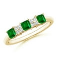 thumbnail image 1 of Square Shape Green Emerald CZ Diamond Eternity Band Ring Women 925 Sterling Silver Yellow Gold Plated May Birthstone Valentine Day Birthday Gift Gemstone Jewelry, 1 of 5