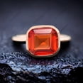 thumbnail image 1 of Square Shape Orange Sapphire Solitaire Ring Rose Gold Plated Antique Ring Bezel Set Birthstone Jewelry Stacking Engagement Ring Gift For Mom, 1 of 2
