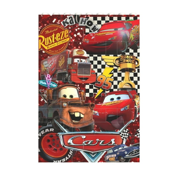 Square Shape Puzzles Kit Lightning McQueen Puzzle Building Brick Block Jigsaw Decorative Gift