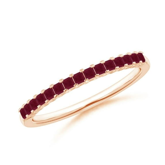 Square Shape Red Ruby Eternity Band Ring Women 925 Sterling Silver Rose Gold Plated July Birthstone Valentine Day Birthday Gift Gemstone Jewelry