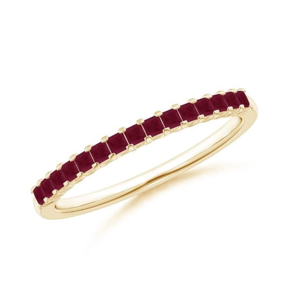 Square Shape Red Ruby Eternity Band Ring Women 925 Sterling Silver Yellow Gold Plated July Birthstone Valentine Day Birthday Gift Gemstone Jewelry