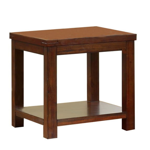 Square Shaped End Table with Open Bottom Shelf Brown - Saltoro Sherpi