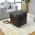 thumbnail image 1 of Square Shaped Goat Leather Handmade Eco-Friendly Chocolate Brown Pouf - Square Shape Pouf, 18" x 18" x 18", Plain Solid Pouf, Goat Leather Pouf, Recycled Cotton Fill Stuffed Pouf, Leather Seating Pouf, 1 of 5