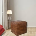 thumbnail image 1 of Square Shaped Leather Handmade Eco-Friendly Antique Brown Pouf - Square Shape Pouf, 16" x 16" x 16", Geometric Pouf, Leather pouf, Recycled Foam with Fibre Fill Stuffed Pouf, Leather Seating Pouf, 1 of 8