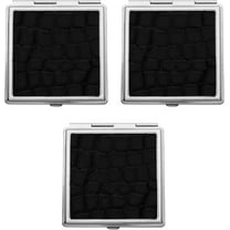 Set of 3 Double Sided Magnifying Square Compact Mirrors With Leatherette Insert (Black Croc)