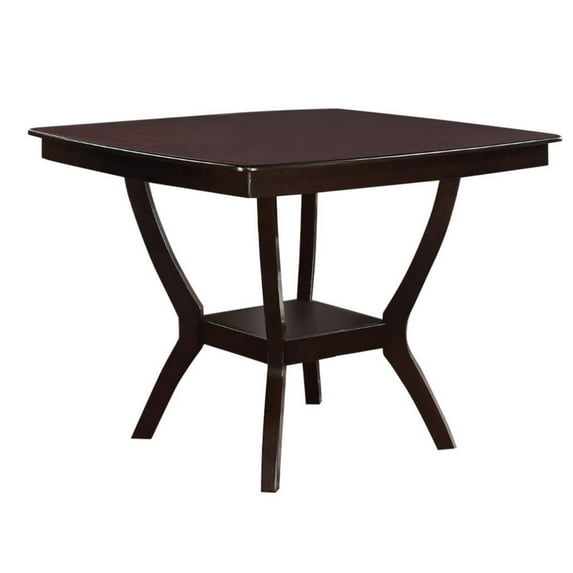 Square Shaped Wooden Counter Height Table With Bottom Shelf Brown - Saltoro Sherpi