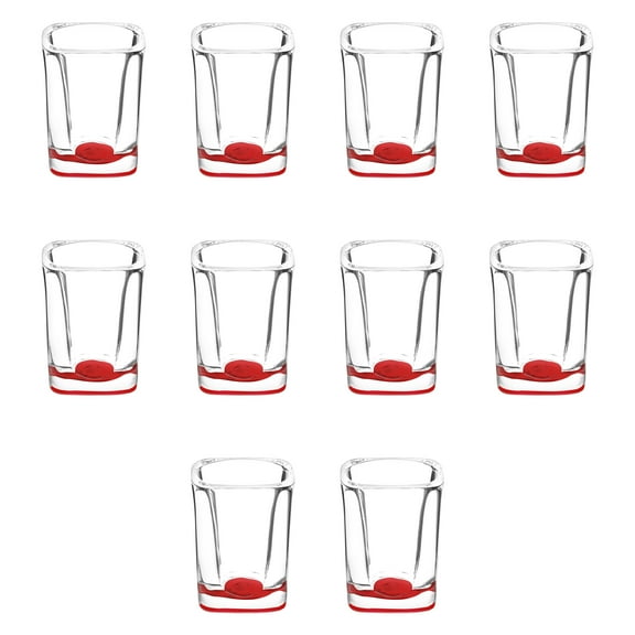 Square Shot Glasses by ARC 2 oz. Set of 10, Bulk Pack - Great for Weddings, Birthdays, Parties, Indoor & Outdoor Events - Red