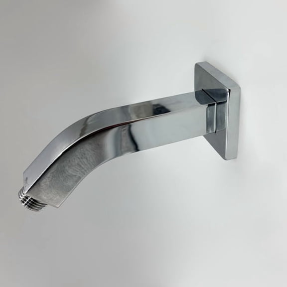 Square Shower Arm with Flange, 1/2 NPT Tapered Threads, Rain Shower Head Arm, Wall Mount Shower Extension Arm