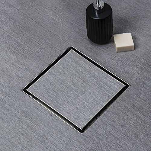 Square Shower Drain 4 inch Comes with Tiled Stealth and 304 Stainless Steel Brushed 2 in 1 Panels. The Shower Drain is Equipped Hair Filters and Threaded Joint with Rubber Seal