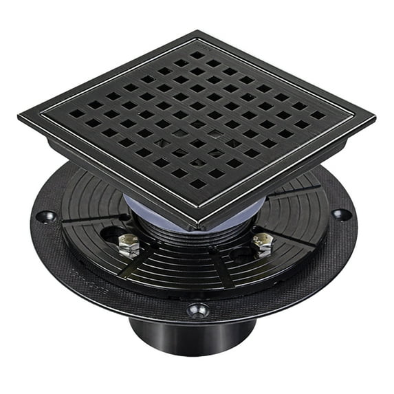 Square Shower Floor Drain With Flange, Detachable Square Lattice, 304 Stainless Steel 4In