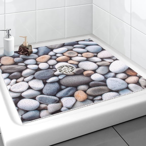 Square Shower Mat 24 X 24 Inch Stylish Non Slip Mats Foride With Central Drain Hole Soft Trimmable Pvc Loofah Anti Walk In Stall