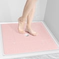 thumbnail image 1 of Square Shower Mat, 27"x 27" Extra Large Shower Mats for Inside Shower, TPE Anti Slip Shower mat with Suction Cups Drain Holes, Machine Washable Shower Floor Mat (Light Pink), 1 of 12