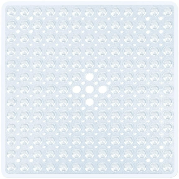 Square Shower Mat Bathtub Mat Non Slip 21x21 Inch, Square Bath Mat for Inside Shower Tub, Shower Stall Mats for Bathroom Floor, Big Suction Cups Drain Hole, Easy Washable, BPA-Free