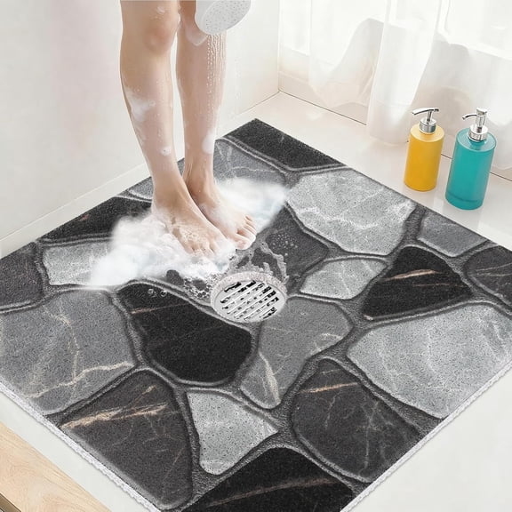 Square Shower Mat Non Slip: 24x24 Inch Shower Mats for Inside Shower, Anti Slip Shower Floor Mat, Loofah Shower Stall Mats for , Non Slip Shower Mat with Drain Hole in Middle