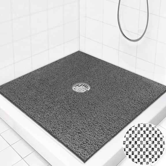 Square Shower Mat Non Slip: 27 X 27 Inch Extra Large Loofah Mats For Inside - Anti Slip Stall Matt With Drain Hole In Middle
