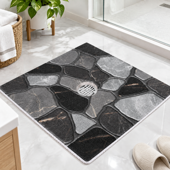 Square Shower Mat Non Slip: 32x32 Inch Extra Large Mats Foride Anti Slip Floor Loofah Stall With Drain Hole In Middle