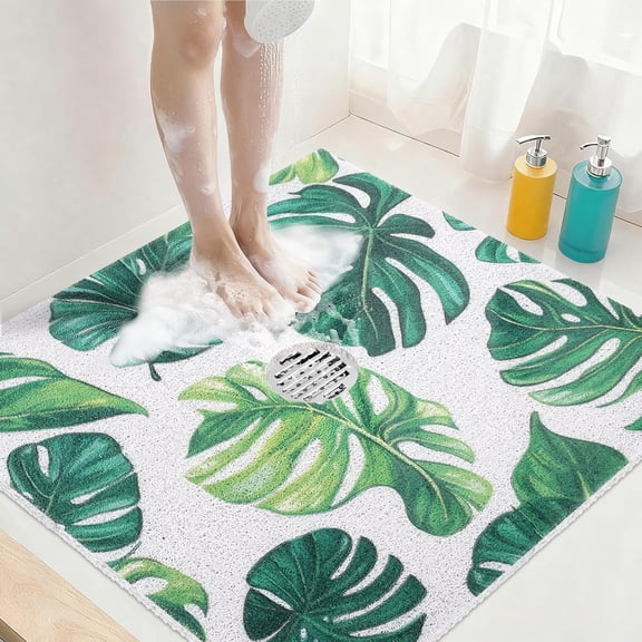 Square Shower Mat Non Slip: 32x32 Inch  Shower Mats for Inside Shower, Anti Slip Shower Floor Mat, Loofah Shower Stall Mats for , Non Slip Shower Mat with Drain Hole in Middle