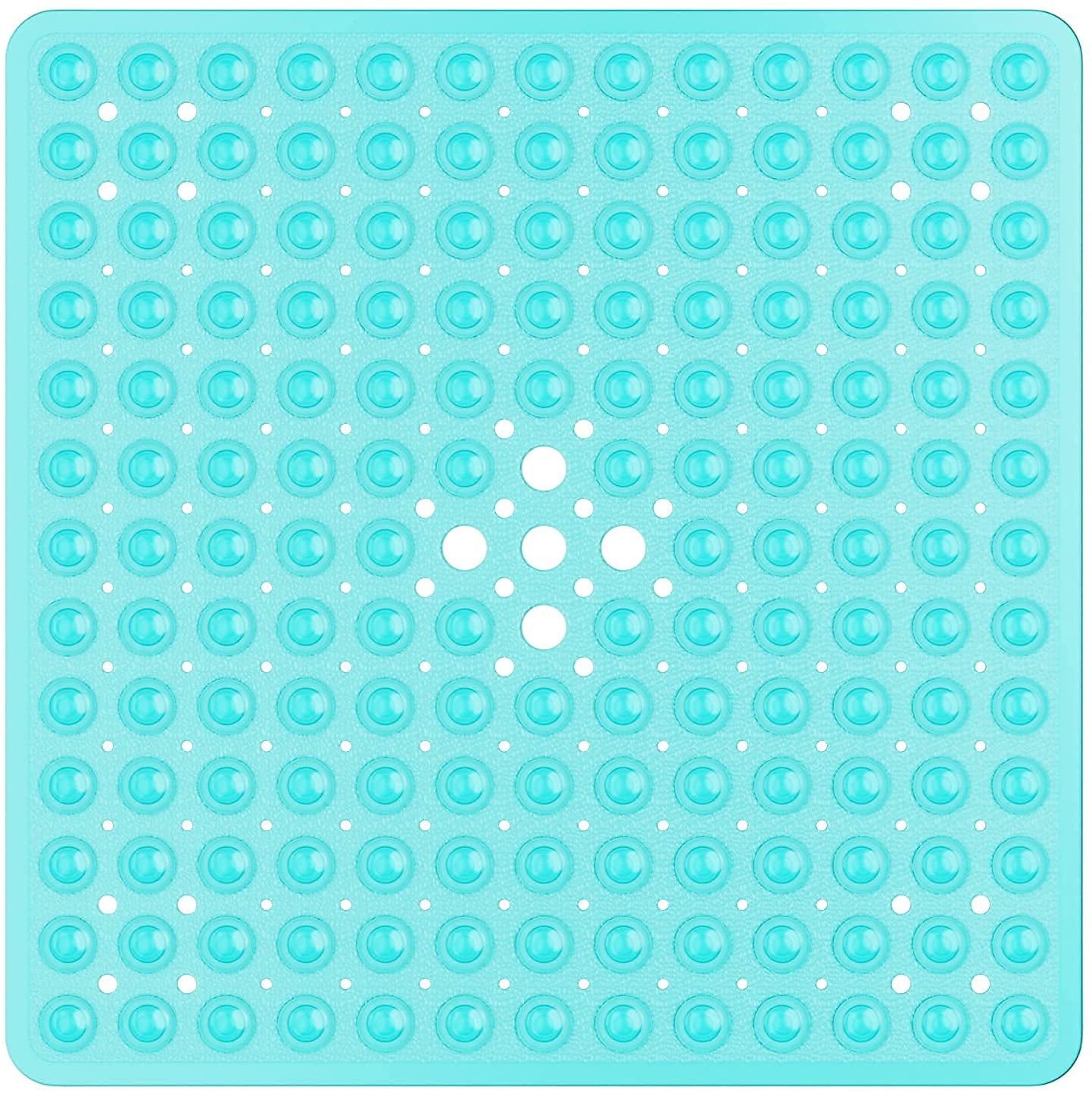Square Shower Mat Non-Slip Bath Mat Anti-Mildew Shower Non-Slip Bath Mat with Drainage Holes, Anti-Bacterial Shower Insert 53 x 53 cm, Machine Washable, Green