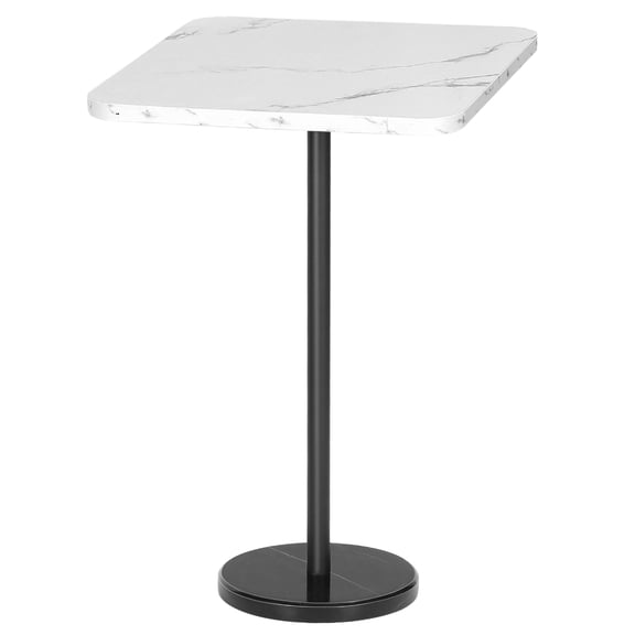 Square Side Table, Marble Pattern C Table End Table, MDF Waterproof Tabletop with Metal Pole & Stable Round Base, Modern Slim Accent Side Table for Sofa, Bedroom, Cafe