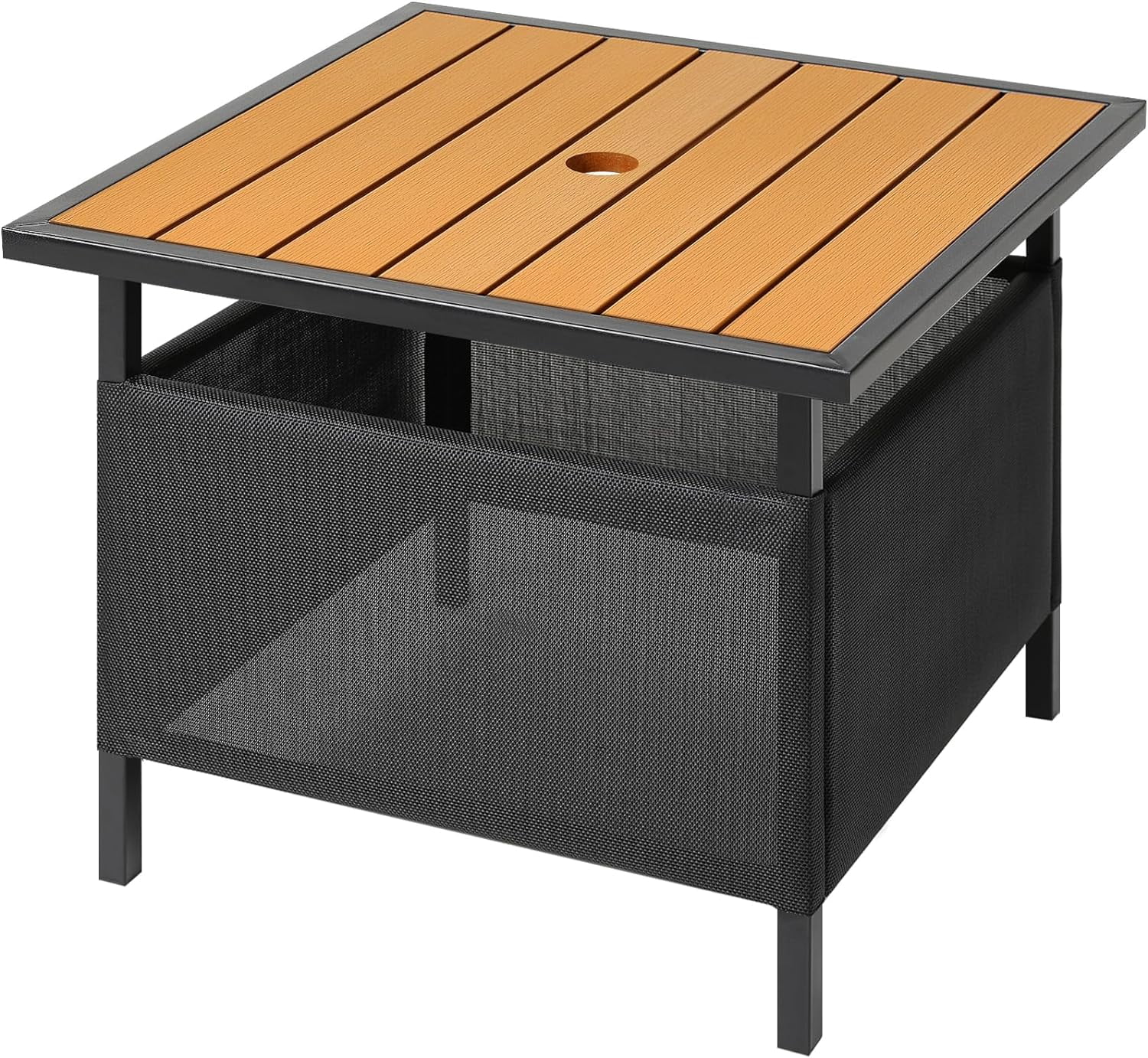 Square Side Table with Umbrella Hole, Pool Composite Patio Table,HDPE ...