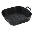 thumbnail image 1 of Square Silicone Air Fryer Liners with Handles,Reusable and Heat-Resistant Non-Stick Baking Pan for Kitchen Oven,Easy Clean Air Fryer Basket Accessory,Black, 1 of 5