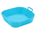 thumbnail image 1 of Square Silicone Air Fryer Liners with Handles,Reusable and Heat-Resistant Non-Stick Baking Pan for Kitchen Oven,Easy Clean Air Fryer Basket Accessory,Blue, 1 of 5