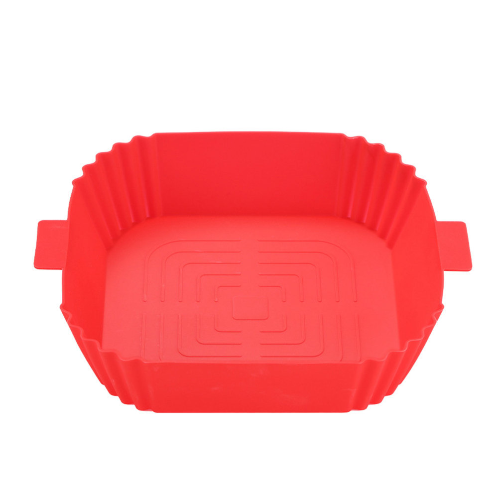 Square Silicone Air Fryer Pot Mat with Handle Reusable Baking Mat Air
