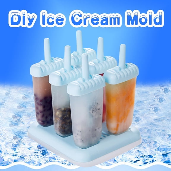 Square Silicone Popsicle Mold, 6-Cavity With Lid Non-Stick Mold, Food Grade Reusable Ice Pop Mold for Homemade Popsicle Ice Cream Home Kitchen