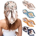 thumbnail image 1 of AWAYTR 27.5 Inches Silk Feeling Square Head Scarf - 4 Pcs Satin Square Head Scarves for Women Hair Bandanas Head Kerchief, 1 of 9