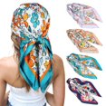 thumbnail image 1 of AWAYTR 27.5 Inches Silk Feeling Square Head Scarf - 4 Pcs Satin Square Head Scarves for Women Hair Bandanas Head Kerchief, 1 of 10