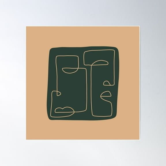 Square Single Line Face Design Poster Wall Art, Modern Wall Decor For Living Room Bedroom, 30x30 UNFRAMED