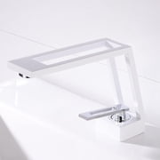 Square Sink Faucet, Black Washbasin Basin Faucet, Brass Hot and Cold Water Mixer Tap, Single Handle Single Hole Bathroom Mixing Faucet, Ceramic Valve Core,B