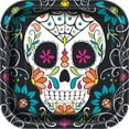 thumbnail image 1 of Square Skull Day of the Dead Paper Plates, 9 in, 8ct, 1 of 3