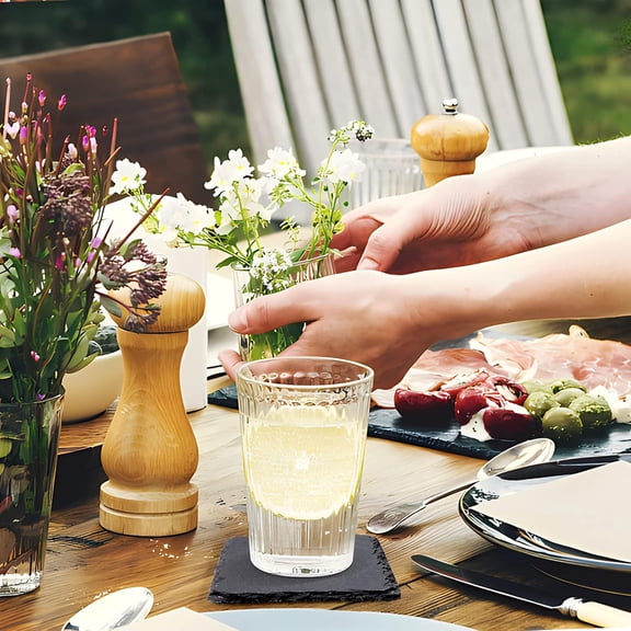 Square Slate Drink Coasters, Black Slate Stone Coasters Bulk Cup Coaster Laser Engraving Blanks with Anti-Scratch Bottom for Drink Coffee Bar Kitchen Home Decor