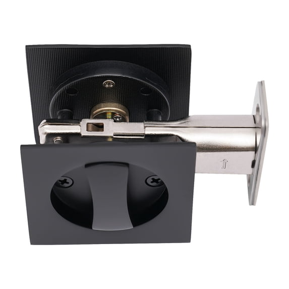 Square Sliding Door Lock Privacy Barn Pocket Door Entry Lock Zinc Alloy Latch Black