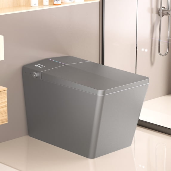 Square Smart Toilet w/ Tank Built-in&Foot Sensor,Auto Flush,LED Digital Display
