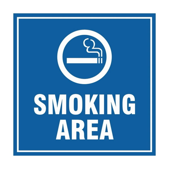 Square Smoking Area Sign (Blue) - Small