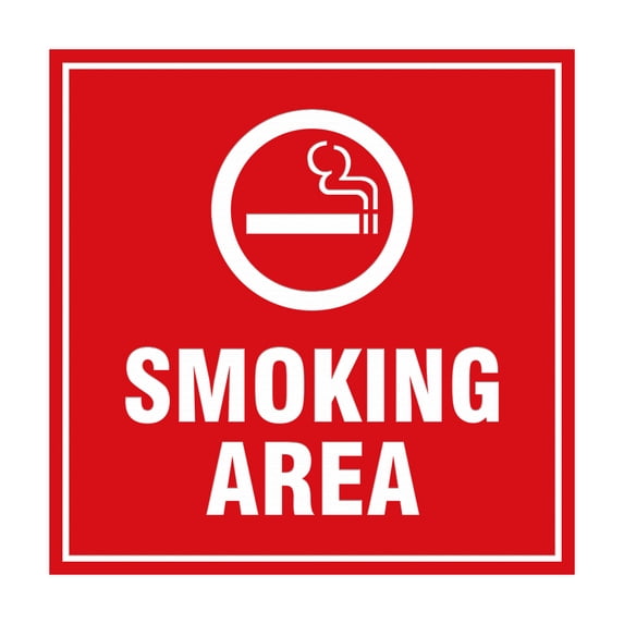 Square Smoking Area Sign (Red) - Large