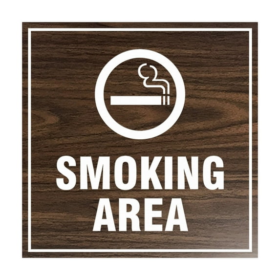 Square Smoking Area Sign (Walnut) - Small