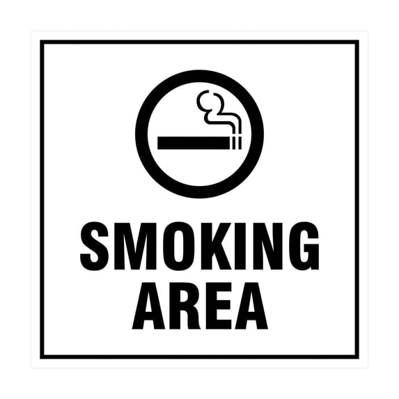 Square Smoking Area Sign (White) - Large